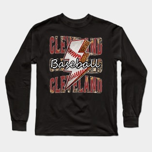 Graphic Baseball Cleveland Proud Name Team Vintage Long Sleeve T-Shirt